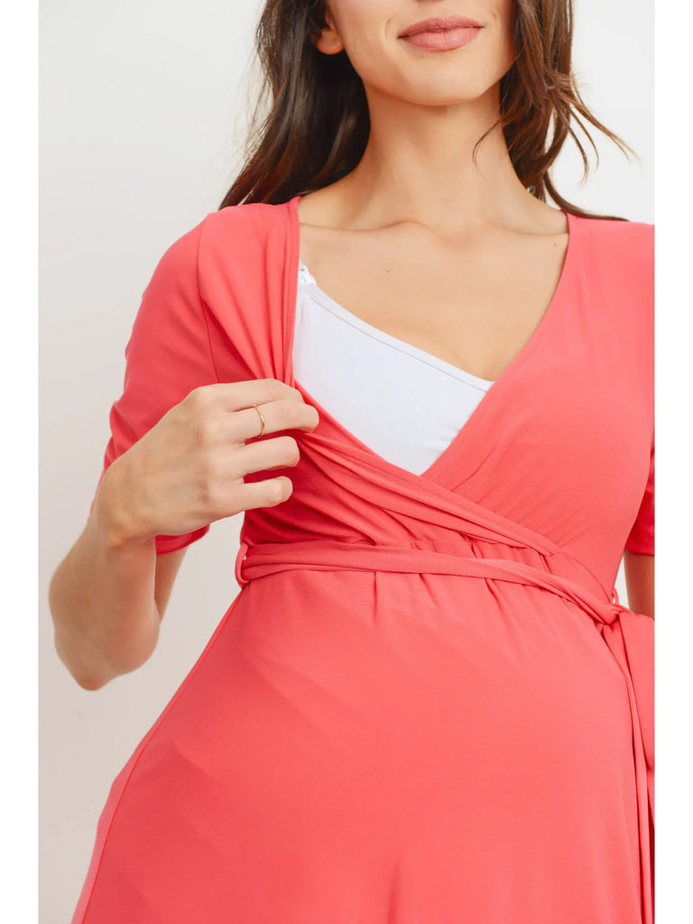 Hello Miz- Solid High-Low Maternity/Nursing Dress (8277942370612)