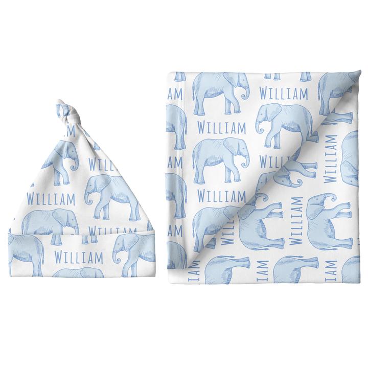 Sugar + Maple Blanket & Hat Set - Elephant Blue (6757996199983)