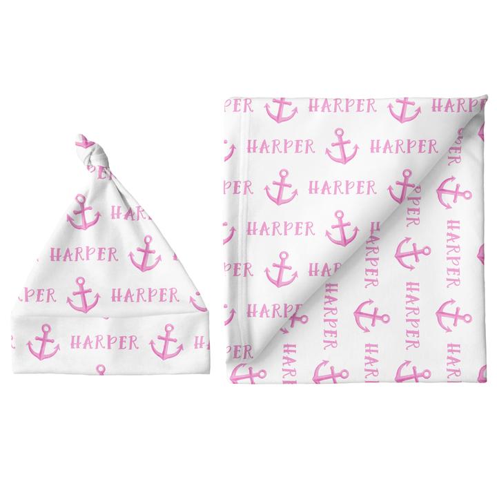 Sugar + Maple Blanket & Hat Set - Anchor Pink (6757999837231)