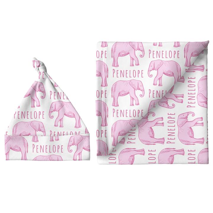 Sugar + Maple Blanket & Hat Set - Elephant Pink (6757996724271)