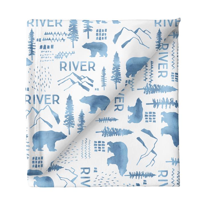 Sugar + Maple Personalized Stretchy Blanket - Woodland Blue (6758018809903)