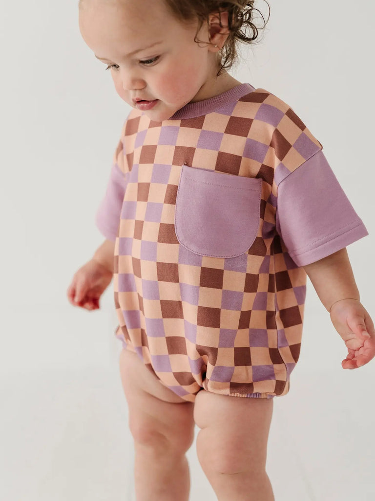 Babysprouts Short Sleeve Checkered Bubble Rompers (9195204149556)