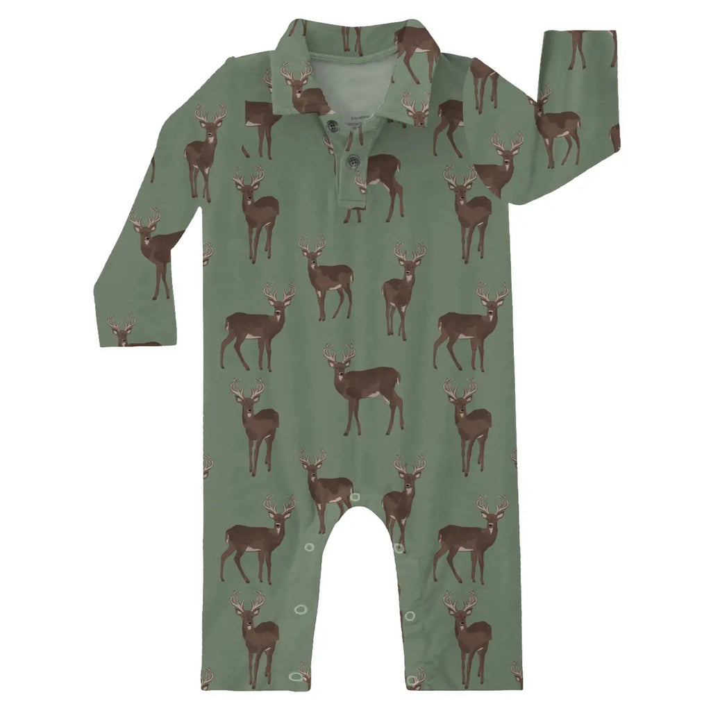 Goosies Deer Long Sleeve Polo Romper 0-3 month (9177528729908)