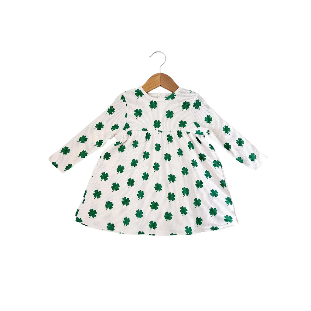 SpearmintLOVE Organic Waffle Simple Dress, Clover (9189876531508)