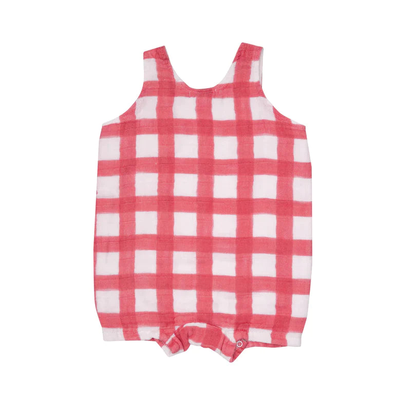 Angel Dear Overall Shortie Painted Gingham Red (8299250942260)