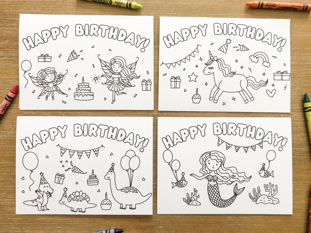 Well Raised Co. - Happy Birthday Coloring Cards (9093990940980)