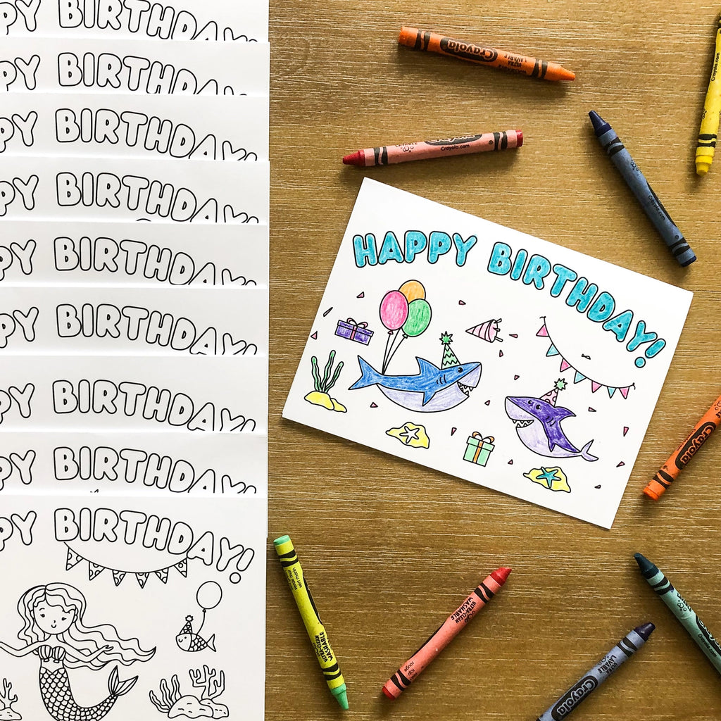 Well Raised Co. - Happy Birthday Coloring Cards (9093990940980)