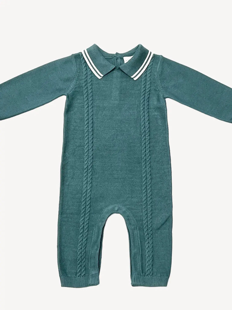 Viverano Milan Collar & Cable Knit Baby Jumpsuit (Organic) (8638053253428)