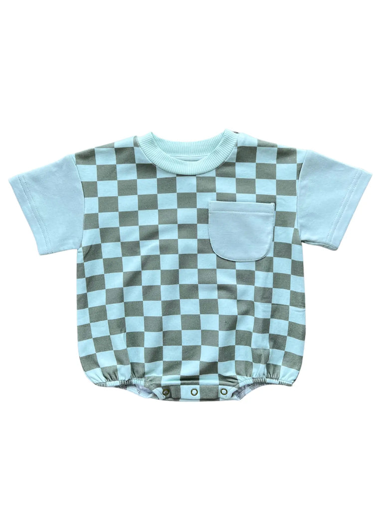 Babysprouts Short Sleeve Checkered Bubble Rompers (9195204149556)