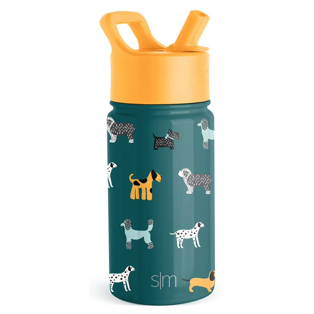 Simple Modern Kids Water Bottle with Straw Lid | Insulated Stainless Steel Reusable Tumbler for Toddlers, Boys | Summit | 14oz, Dog Days