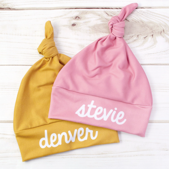 Sugar + Maple Personalized Knotted Baby Hat | Centered Name (6758026215471)