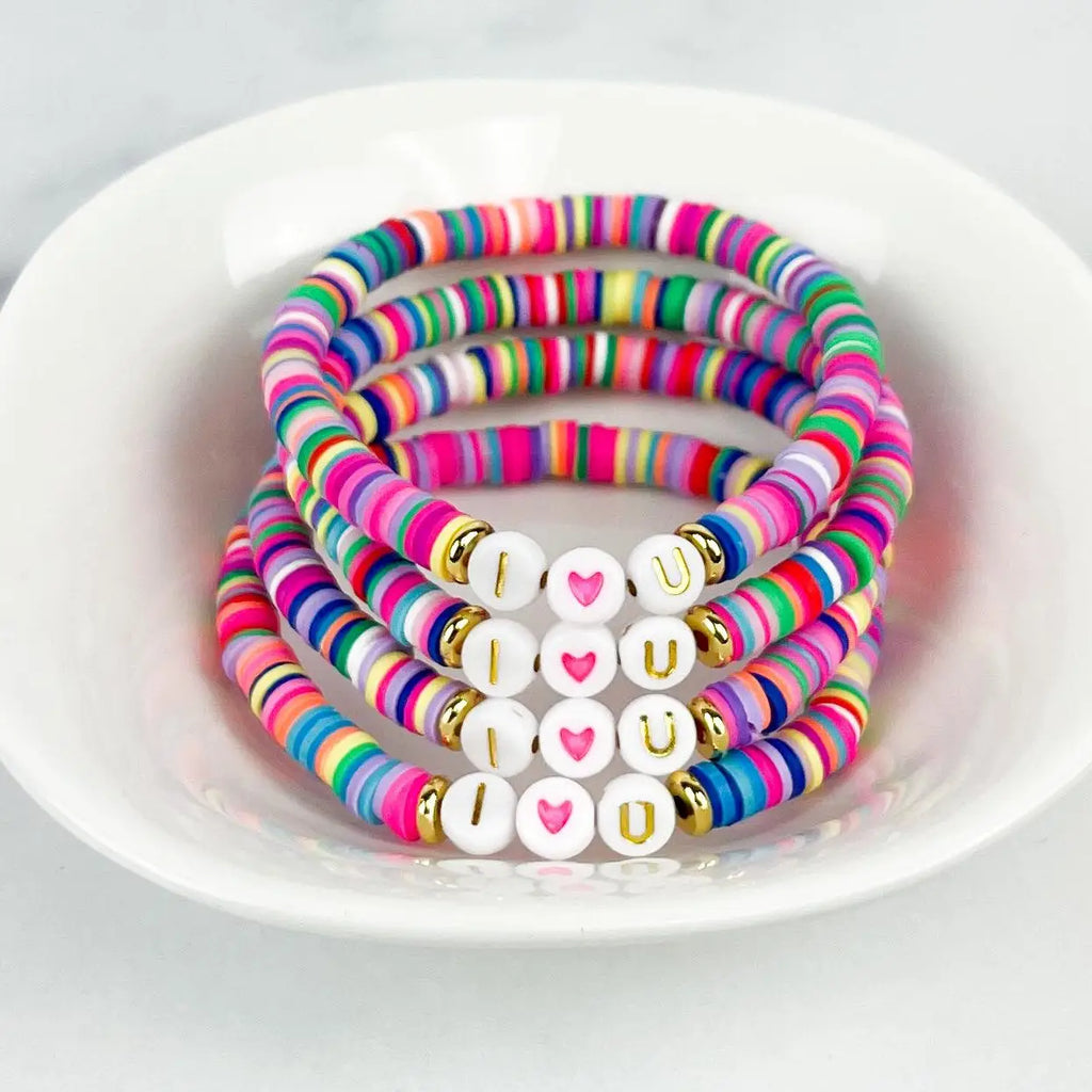 MOD Heishi Small 6mm Color Pop Bracelet "I Heart U" (kids) (8888934400308)