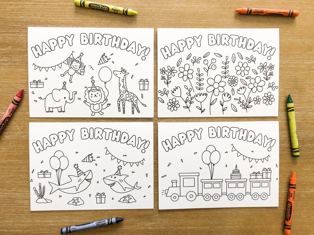 Well Raised Co. - Happy Birthday Coloring Cards (9093990940980)