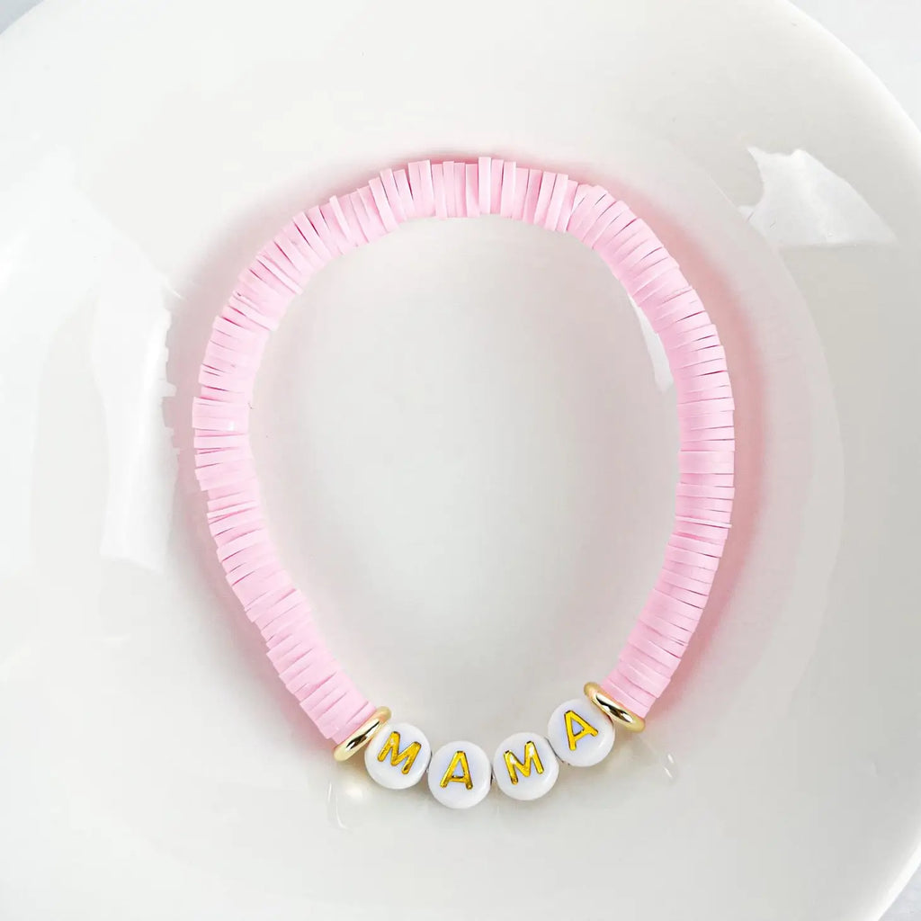 MOD Heishi Small 6mm Color Pop Bracelets "Mama"  - Light Pink (8888944263476)