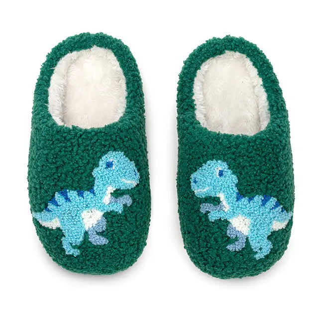 Living Royal Slippers - Kids - Blue Dinosaurs - Green (9185343734068)