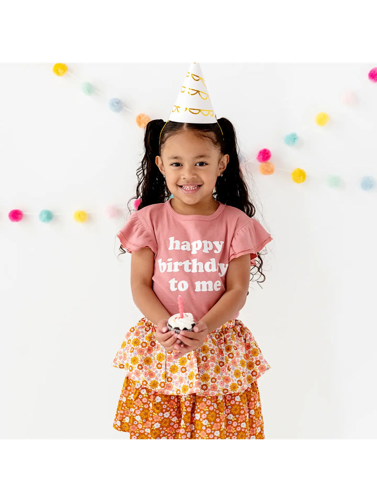 Benny & Rey Happy Birthday To Me Toddler Girl Ruffled Top (9161013199156)