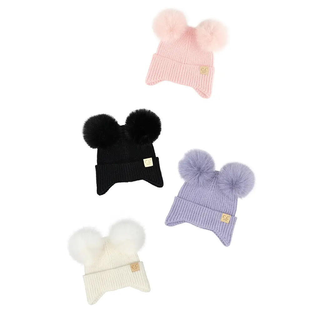 Copy of C.C. Baby Double Pom Beanies with ear flap (8781373702452)