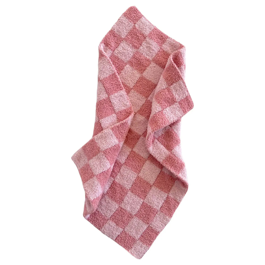 SpearmintLove Phufy® Bliss Checkerboard Mini Blanket, Strawberry/Carnation (9168069034292)