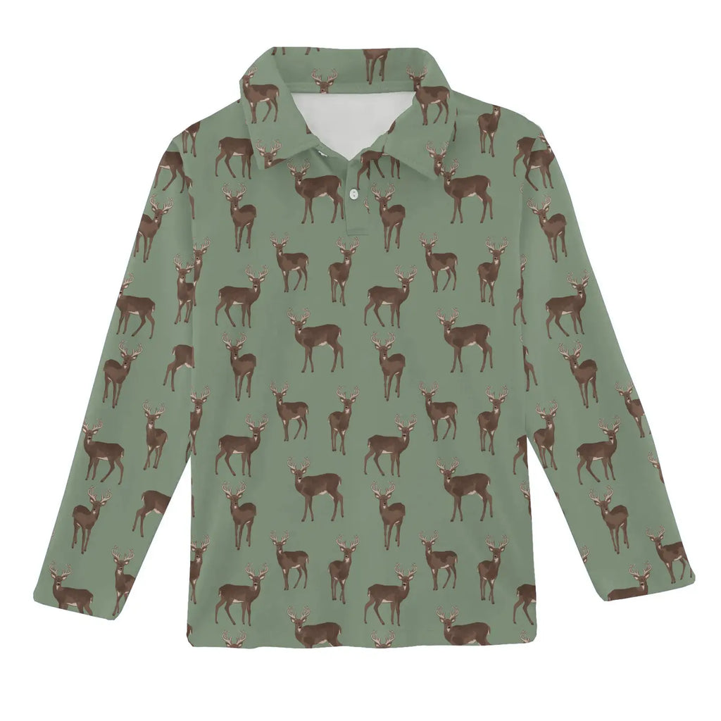 Goosies Deer Long Sleeve Polo Shirt (9177529581876)