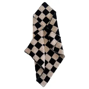 SpearmintLove Phufy® Bliss Checkerboard Mini Blanket,Black/ Cocoa (9168069263668)