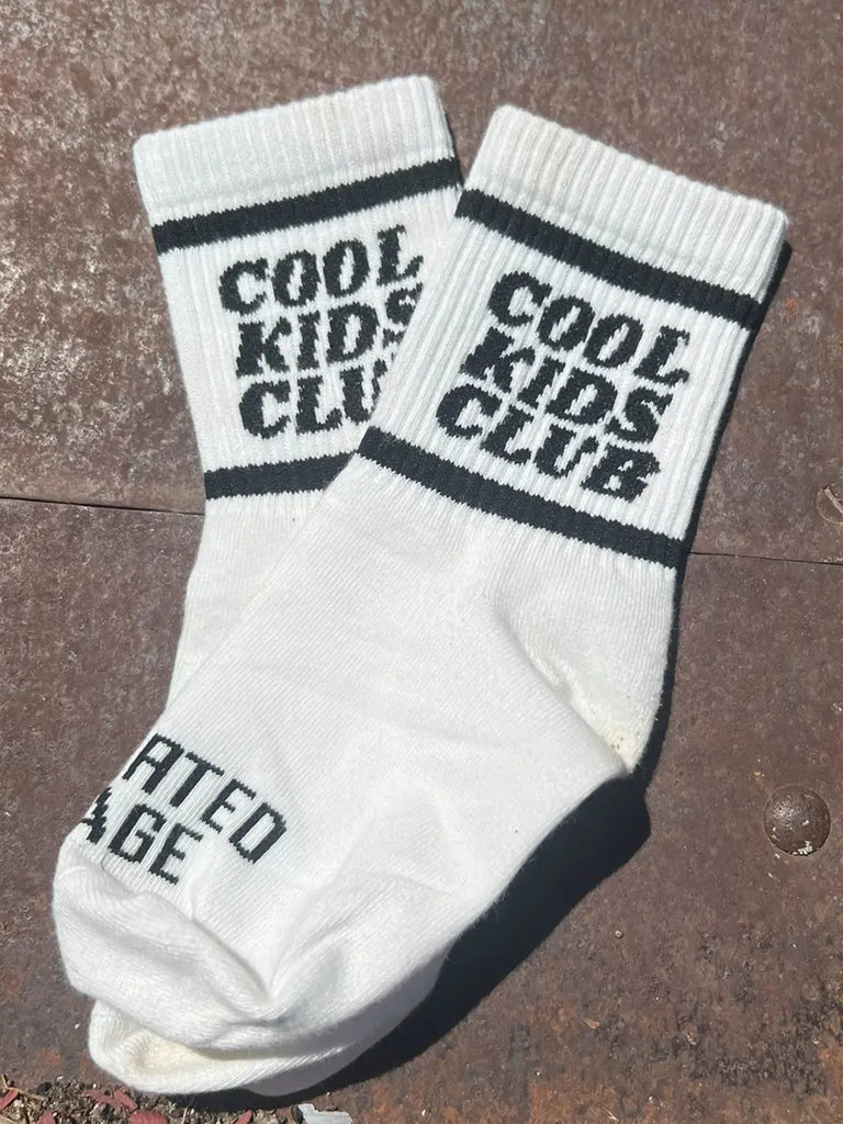 Disohrted Vintage Cool Mom Club Socks (Black/ White) (9142558425396)