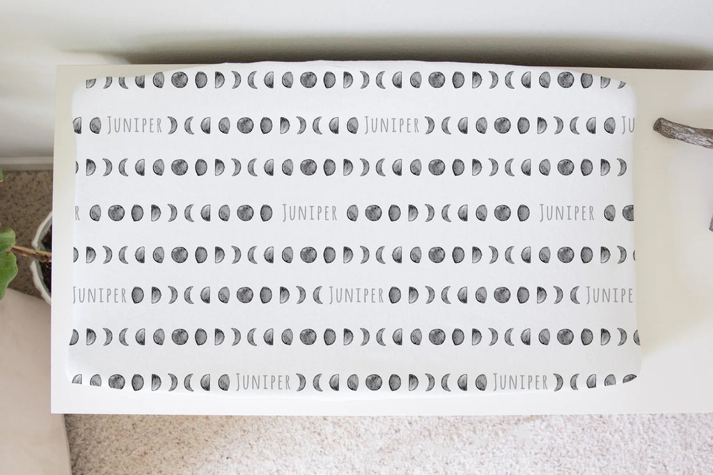 Sugar + Maple Personalized Changing Pad Cover | Moon Phase (6753744584751)