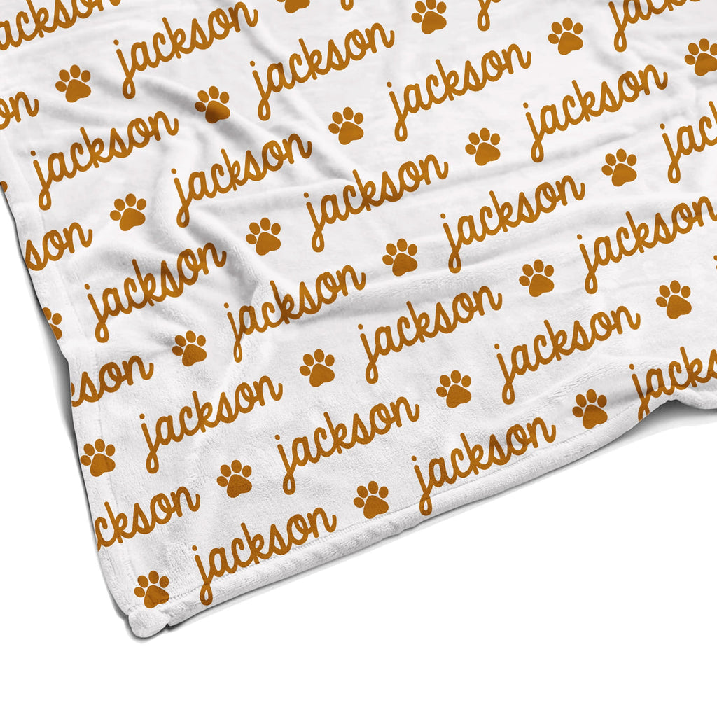 Sugar + Maple Personalized Plush Minky Blanket | Paw Icon Repeating Name (8870439125300)