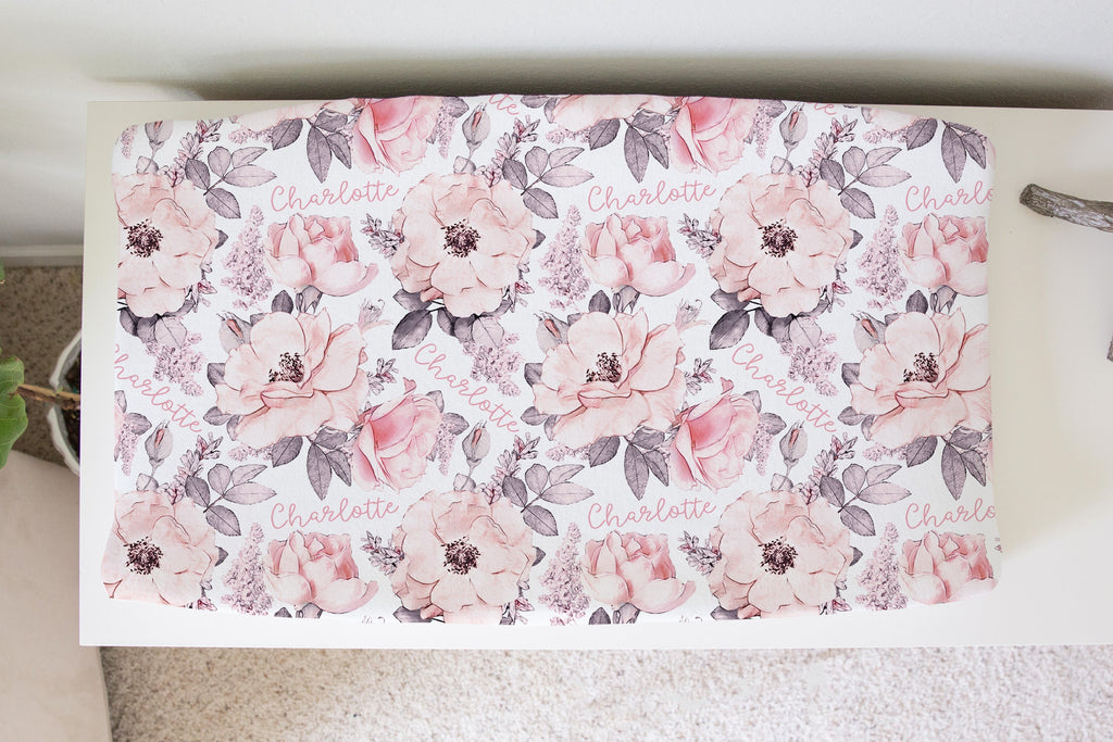 Sugar + Maple Personalized Changing Pad Cover | Wallpaper Floral (6753743994927)