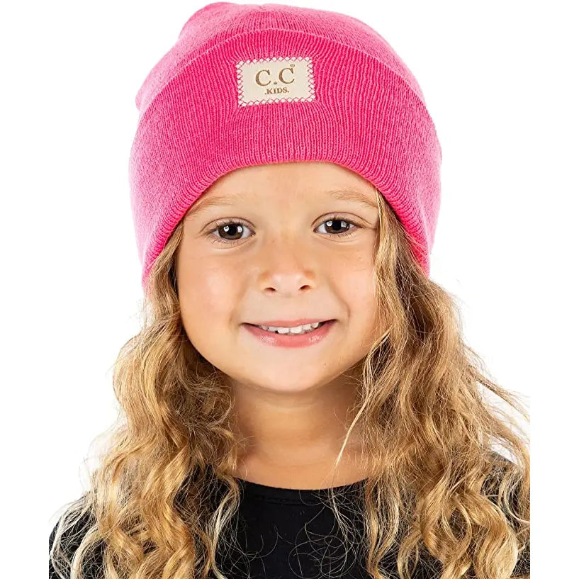 C.C. Kids Suede Patch Solid Beanies (7168273252399)