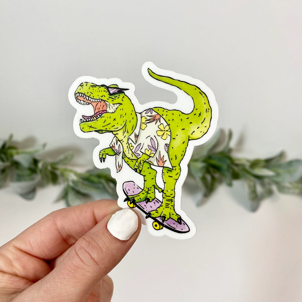 Rad Skateboard T-Rex Dinosaur Sticker (7104269910063)