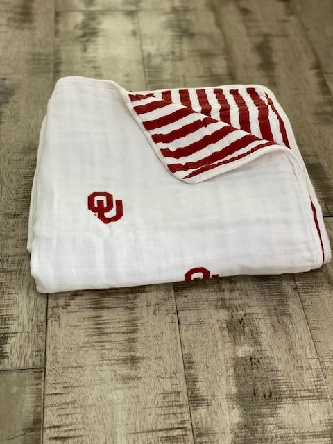 Three Little Anchors University of Oklahoma Four Layer Muslin Blanket (4772367335471)