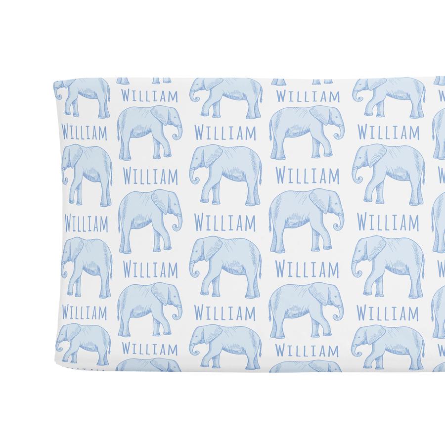 Sugar + Maple Personalized Changing Pad Cover - Elephant Blue (6758051545135)