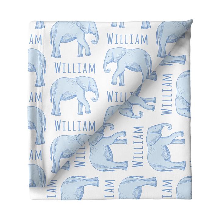 Sugar + Maple Personalized Stretchy Blanket - Elephant Blue (6758012157999)