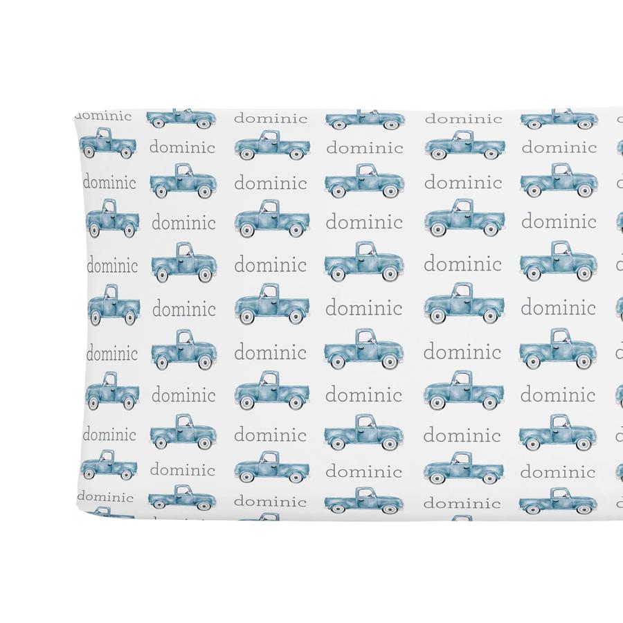 Sugar + Maple Personalized Changing Pad Cover - Truck Blue (6758052266031)