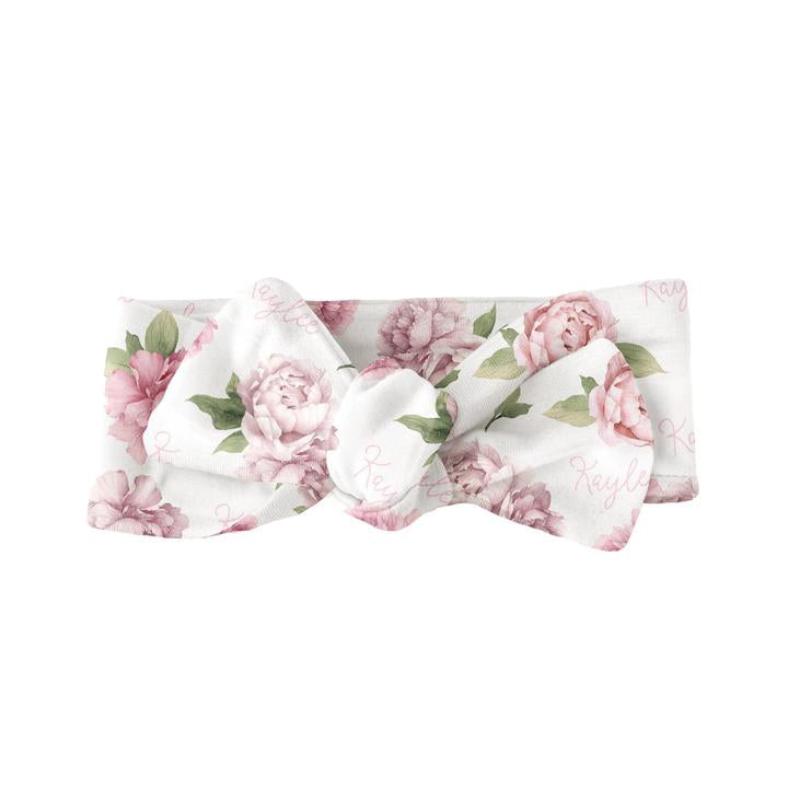 Sugar + Maple Personalized Bow - Pink Peonies (6758026838063)