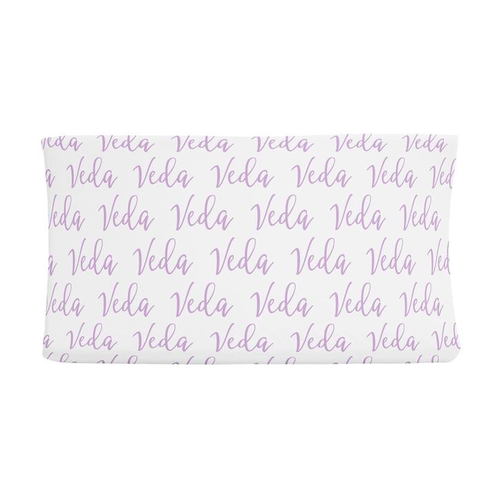 Sugar + Maple Personalized Changing Pad Cover - Repeating Name (6758047055919)