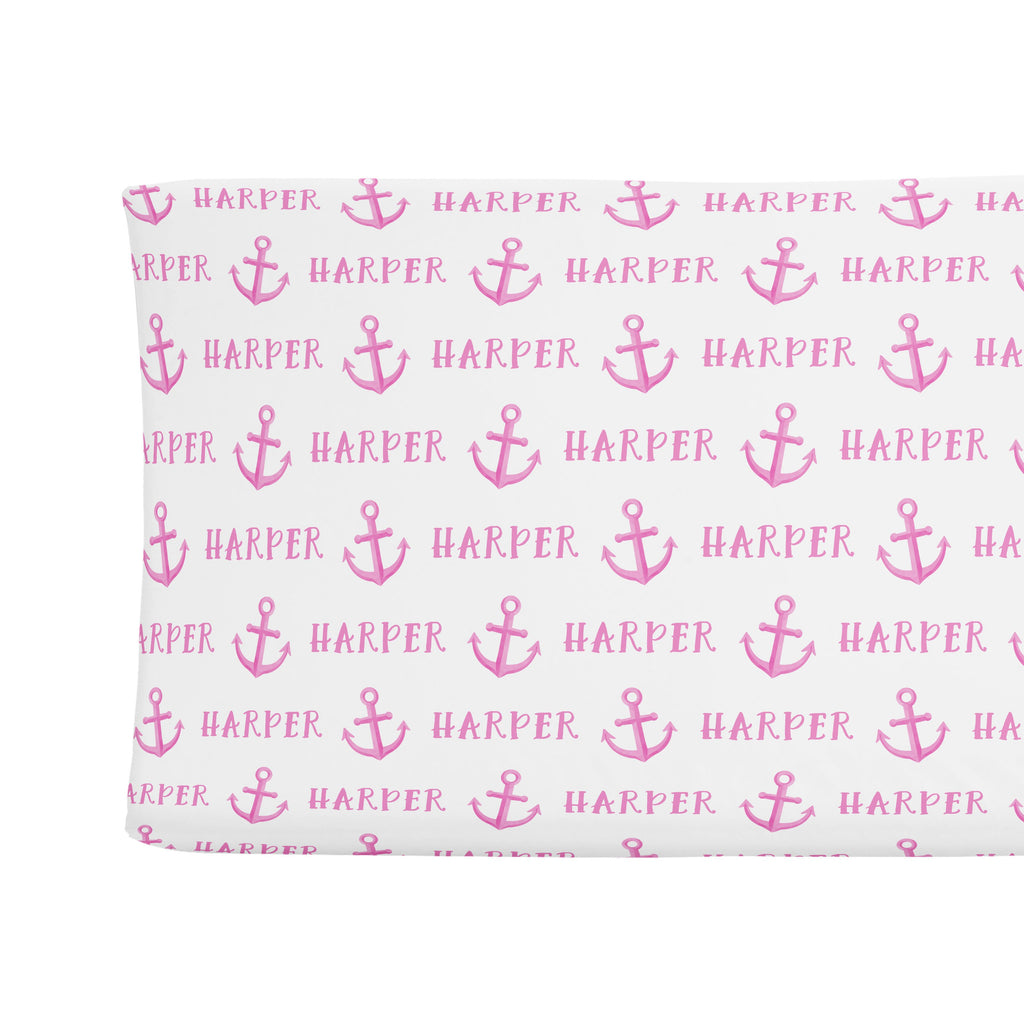 Sugar + Maple Personalized Changing Pad Cover - Anchor Pink (6758054330415)