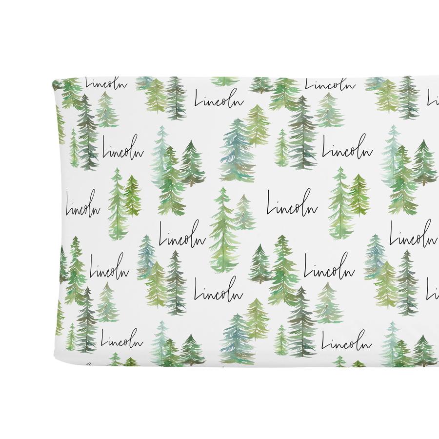 Sugar + Maple Personalized Changing Pad Cover - Pine Tree (6758052069423)