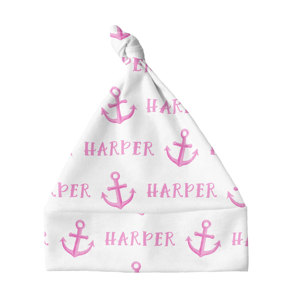 Sugar + Maple Personalized Knotted Baby Hat - Anchor Pink (6758042304559)