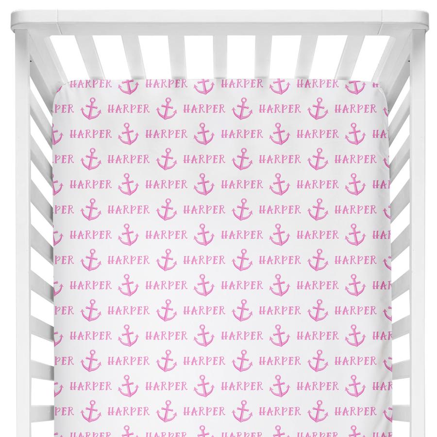 Sugar + Maple Personalized Crib Sheets - Anchor Pink (6758067994671)