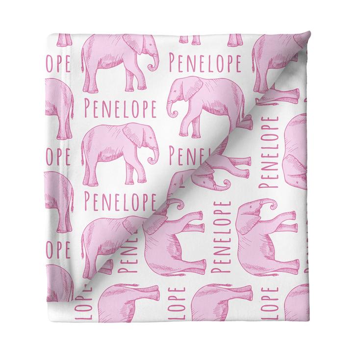 Sugar + Maple Personalized Stretchy Blanket - Elephant Pink (6758023954479)