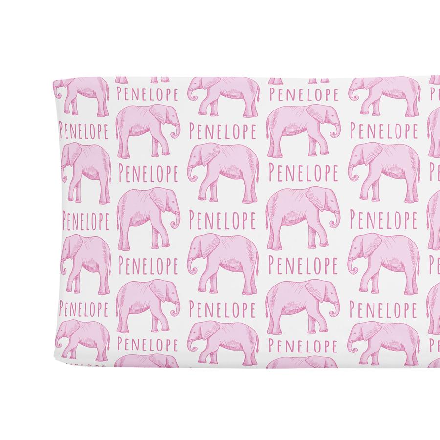 Sugar + Maple Personalized Changing Pad Cover - Elephant Pink (6758055542831)
