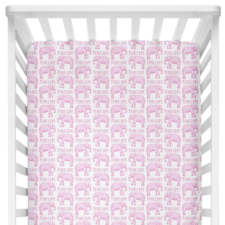 Sugar + Maple Personalized Crib Sheets - Elephant Pink (6758067077167)