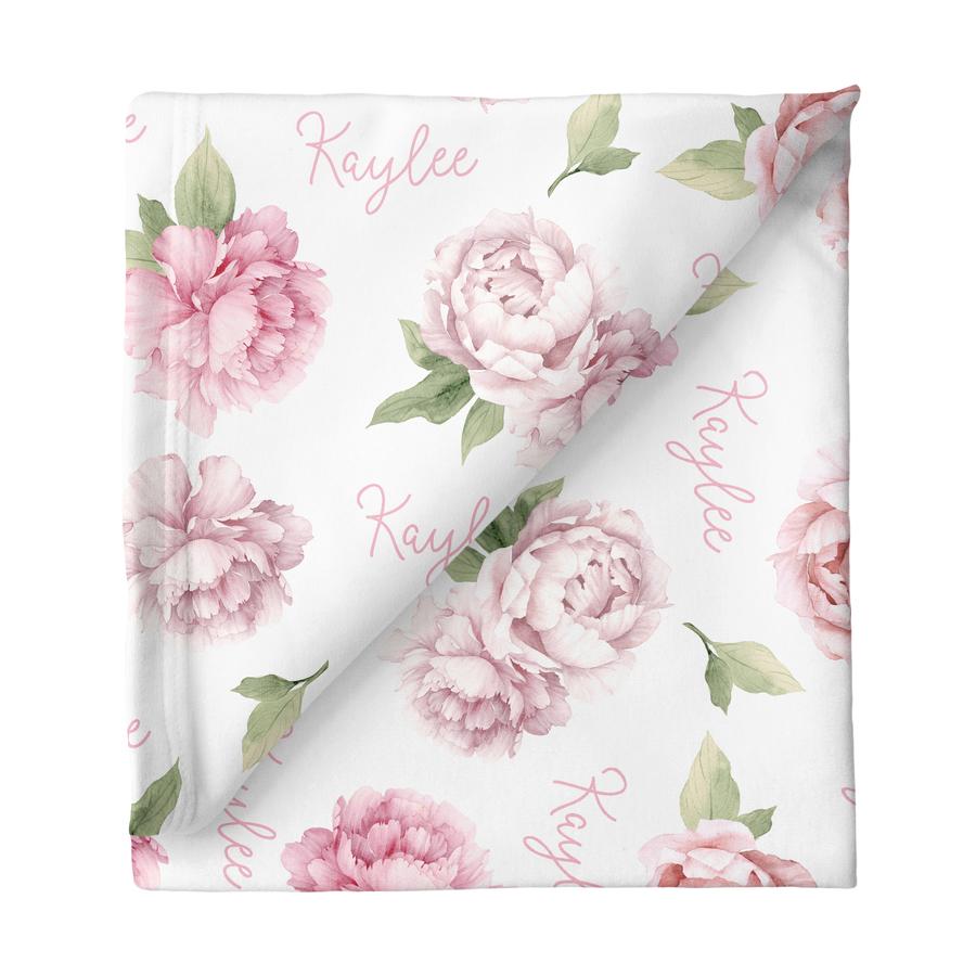 Sugar + Maple Stretchy Blanket - Pink Peonies (6753700184111)
