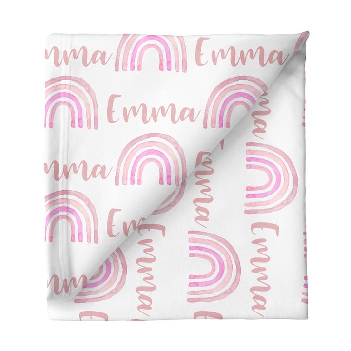 Sugar + Maple Personalized Stretchy Blanket - Rainbow Pink (6758011174959)