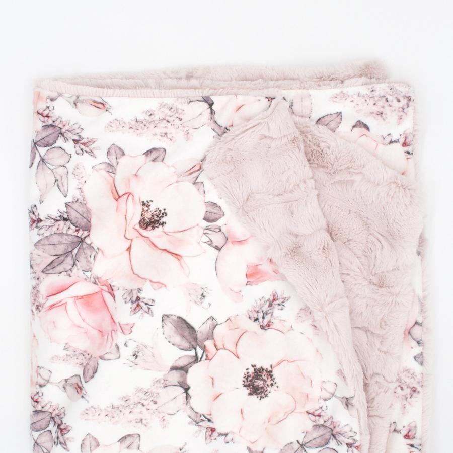 Sugar + Maple Personalized Plush Minky Blanket - Wallpaper Floral (6758070321199)