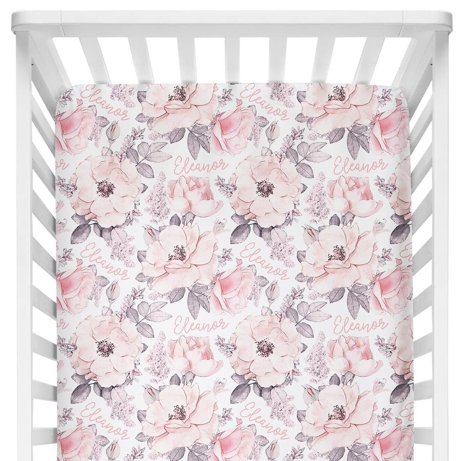 Sugar + Maple Personalized Crib Sheets - Wallpaper Floral (6758059081775)
