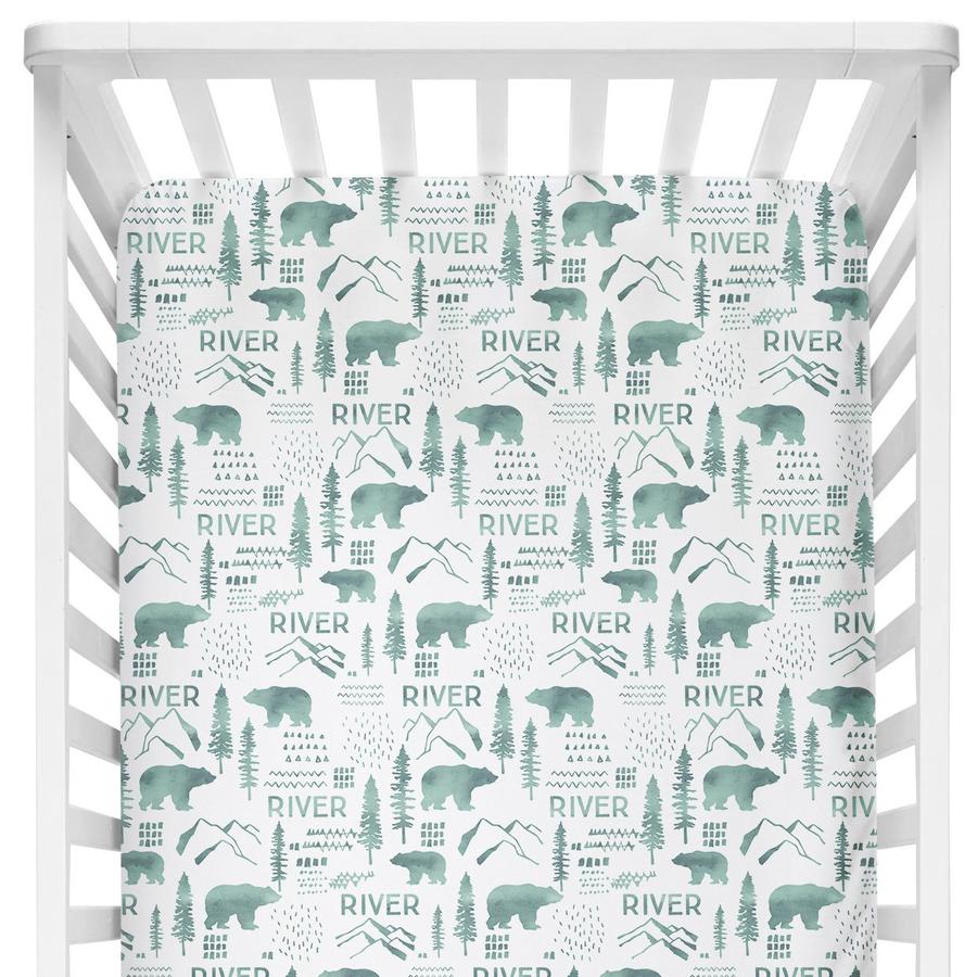 Sugar + Maple Personalized Crib Sheets - Woodland Green (6758065012783)